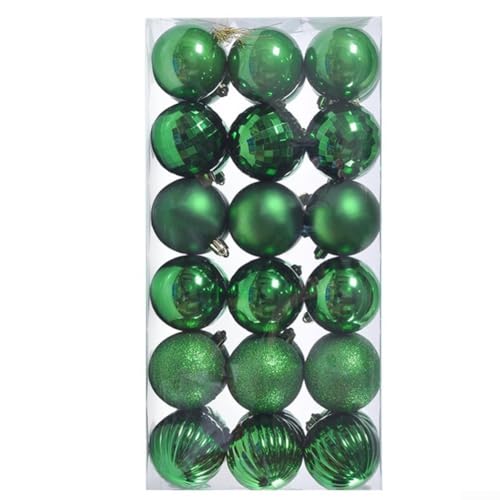 36 Stück bruchsichere Kunststoff-Weihnachtskugel-Ornamente für Baum- und Kranzdekoration, geeignet für Feiertagsfeiern und Partyverbesserungen (grün) von QOXEZY