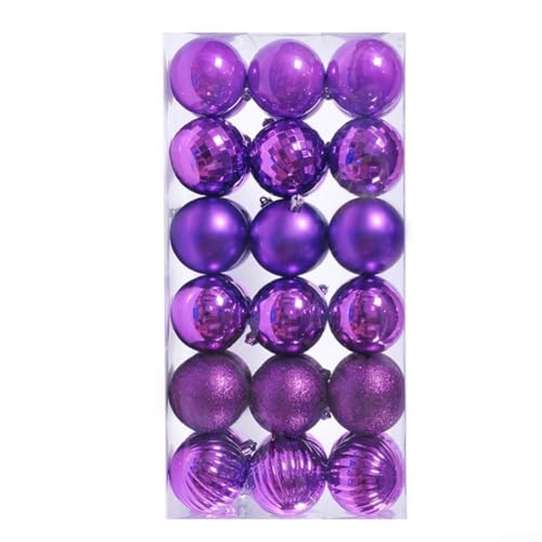 36 Stück bruchsichere Kunststoff-Weihnachtskugel-Ornamente für Baum- und Kranzdekoration, geeignet für Feiertagsfeiern und Partyverbesserungen (lila) von QOXEZY
