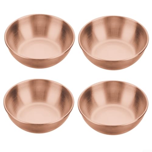 4 Stück Edelstahl-Saucenschüsseln, perfekt zum Dippen und Servieren von Saucen, spülmaschinenfestes Design (Roségold) von QOXEZY
