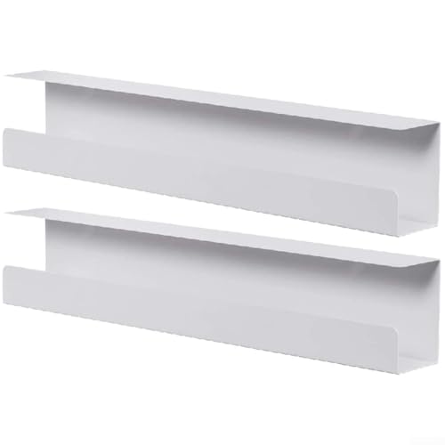 43,2 cm Drahtmanagement-Tablett für unter dem Schreibtisch, Metallkonstruktion für ordentliche Kabel, 2 Stück, für Büro und Zuhause (weiß) von QOXEZY