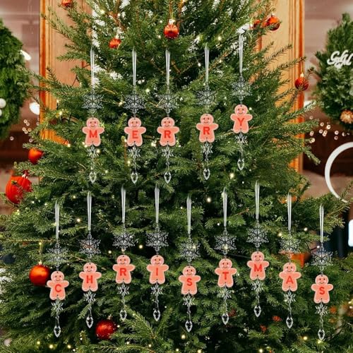 Acryl-Keksmann-Ornament-Set mit Frohe Weihnachten und Schneeflocken-Elementen für Feiertage und Dekoration Acryl-Keksmann-Ornament-Set mit Frohe Weihnachten und Schneeflocken-Elementen für Feiertage und Dekoration von QOXEZY