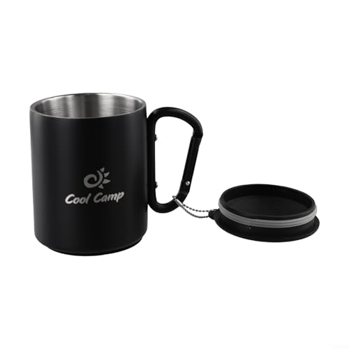 Adventurer's Choice Isolierter Wasserbecher mit sicherem Deckel und leicht zu tragenden Karabiner-Griff (300 ml) von QOXEZY