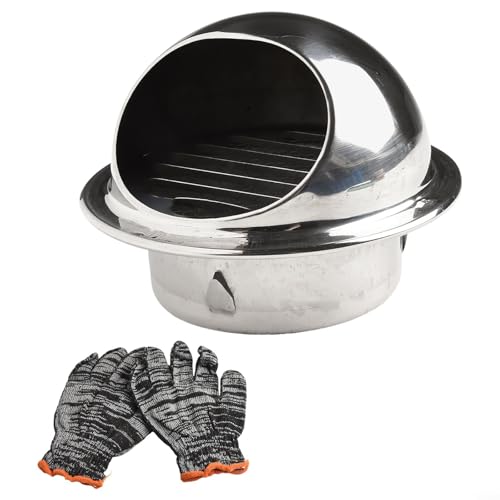 Außenlüfter aus 304 Edelstahl, rund, mit Handschuhen, 100 mm für Belüftung in Wäschetrocknern und Badezimmern (100 mm) von QOXEZY