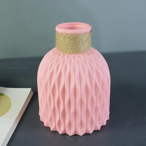 Blumenvase aus Kunststoff im europäischen Stil für Blumenarrangements, geeignet für den Einsatz auf Schreibtisch, Esstisch, Hochzeitsdekoration, Wohnzimmer und Büro (Rosa) von QOXEZY