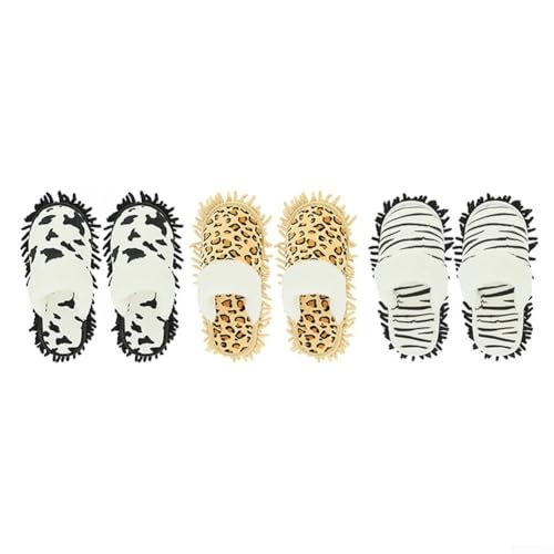 Bodenreinigung leicht gemacht Wischmopp Hausschuhe mit saugfähigen Mikrofasersohlen für schnelle Staubentfernung für vielbeschäftigte Haushalte (weiße Kuh) von QOXEZY