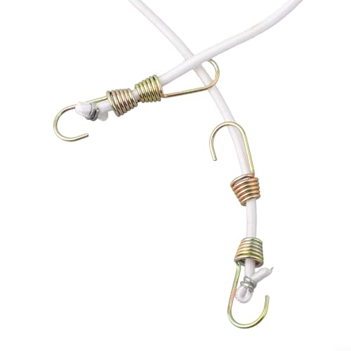 Bungee Essentials Set mit 20 strapazierfähigen elastischen Kordeln mit starken Haken (10 Stück, weiß) von QOXEZY