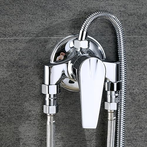 Chrom Universal Dusche Mischbatterien, Heiße & Kalt Mischen Chrom Dusche Mischbatterien, Wand Montiert Dusche Wasserhahn Messing Manuelle Dusche Mischventil von QOXEZY