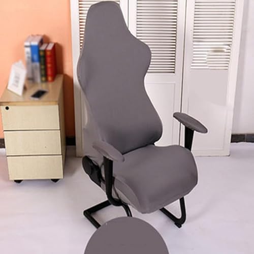 Dehnbare Rückenlehnen-Abdeckung für Computer und Büro, weicher Schutz für Sessel (grau) von QOXEZY