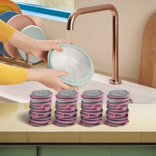 Doppelseitiges Spülschwamm-Set, 40 Stück, für den Haushalt, mit Loch zum Aufhängen, mit weichem Schaumstoff und Nylon-Schrubber Doppelseitiges Spülschwamm-Set, 40 Stück, für den Haushalt, mit Loch zum Aufhängen, mit weichem Schaumstoff und Nylon-Schrubber von QOXEZY
