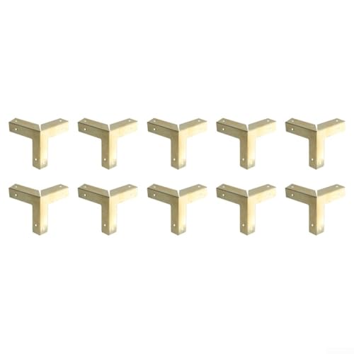 Eckenschutz aus Eisen, Antik-Bronze, für Holzkisten und Möbel mit vorgebohrten Löchern, Gelb, 10 Stück von QOXEZY