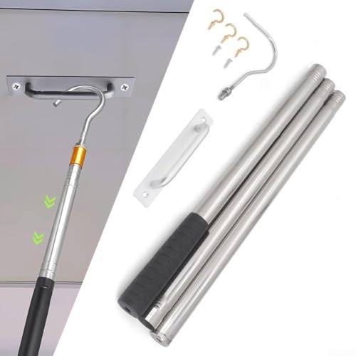 Edelstahl Dachbodenleiter Pull Down Hook System Kit für sicheren und einfachen Zugang zum Dachboden, kompatibel mit mehreren Modellen, für Heimwerkerprojekte Edelstahl Dachbodenleiter Pull Down Hook System Kit für sicheren und einfachen Zugang zum Dachboden, kompatibel mit mehreren Modellen, für Heimwerkerprojekte von QOXEZY