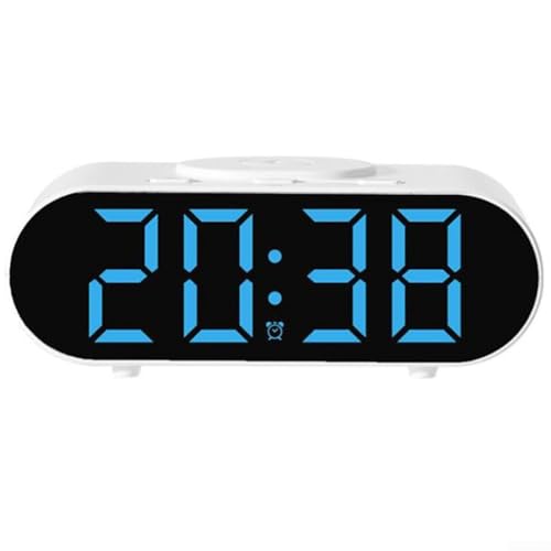 Effizientes Nachttischuhr-Design mit eingebautem kabellosem Ladegerät und einfach zu bedienender Alarmfunktion (blau) von QOXEZY