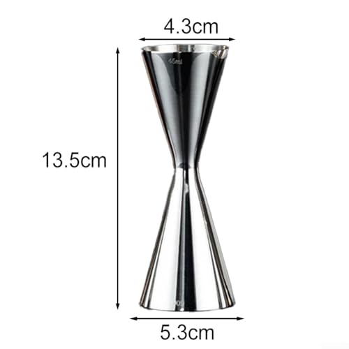 Eleganter Cocktail-Messbecher aus Edelstahl mit doppelter Messfähigkeit für perfektes Mischen von Getränken, unverzichtbar für Unterhaltung (45/60 ml) von QOXEZY