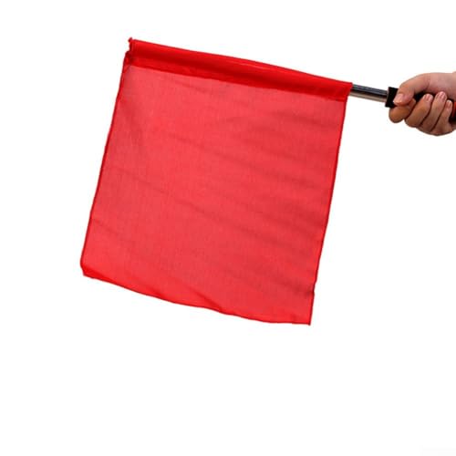 Fußballflaggen, Nylon, Edelstahlrohr, Plane und ABS-Schaumstoff-Konstruktion, bequemer Griff, 46 cm Stangenlänge, 35 x 31 cm Flagge, Schwammgriff (rot) von QOXEZY