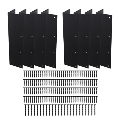 Gartenbeet-Eckwinkel, Metallverbinder mit Schrauben, 27,9 cm Höhe, legierter Stahl, rostfrei, schwarz, für Hochbeete, Rahmenverstärkung, zweireihige Schraubenlöcher für Gartenmöbel (8 Stück) von QOXEZY