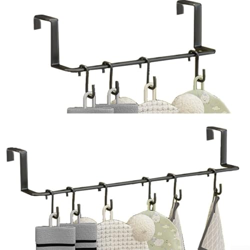 Heizkörper-Handtuchhalter mit Haken zum Aufhängen von Kleidung, Handtüchern und Zubehör, kein Stanzen erforderlich, Metallrahmen, langlebig und stabil (schwarz) von QOXEZY