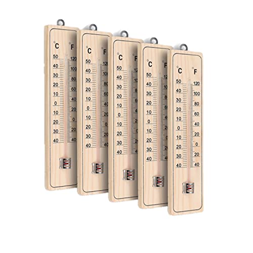 Holzthermometer Aussenthermometer Thermometer Innen Außensensor Analog Holz Außenthermometer Analog Zimmer Gartenthermometer Set von QOXEZY