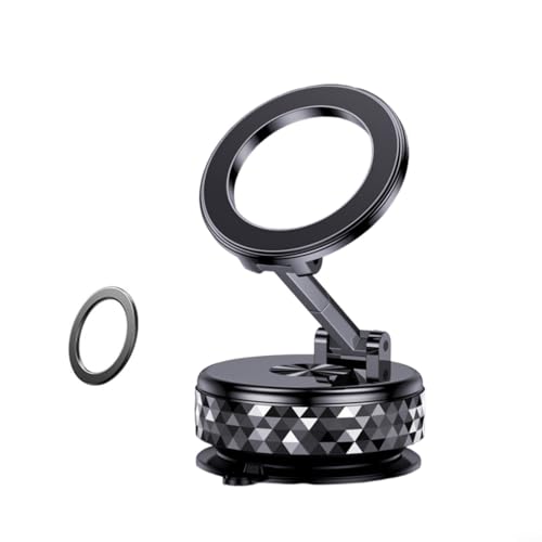 Magnetische Vakuum-Auto-Telefonhalterung für iPhone, 810 Grad Dreiachsen-Rotation, Luftfahrt-Legierung, sichere und verstellbare Armaturenbrett-Halterung (schwarz) von QOXEZY