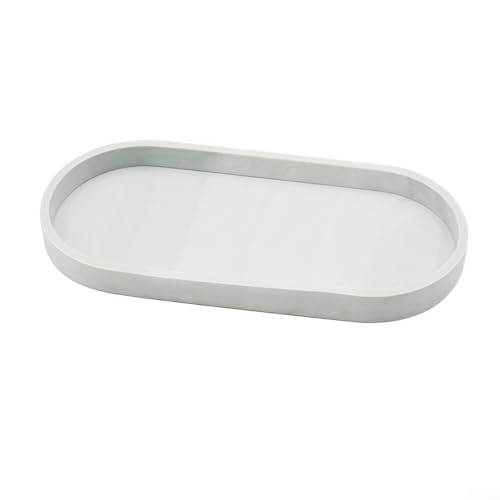 Modernes Silikon-Badezimmer-Tablett, für die Organisation von Seifenspender und Waschbecken-Essentials (Weiß B) von QOXEZY
