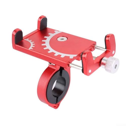 Motorrad-Lenker-Handyhalterung aus Aluminiumlegierung mit 360 Grad verstellbarer Drehung und sicherem Griff (rot) von QOXEZY