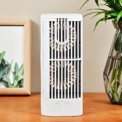 Multifunktionaler USB-Ventilator mit Luftkühlung, Zerstäubungsspray, Nachtlicht und leisem Betrieb für Schreibtisch, Camping, Büro und Außenbereich von QOXEZY