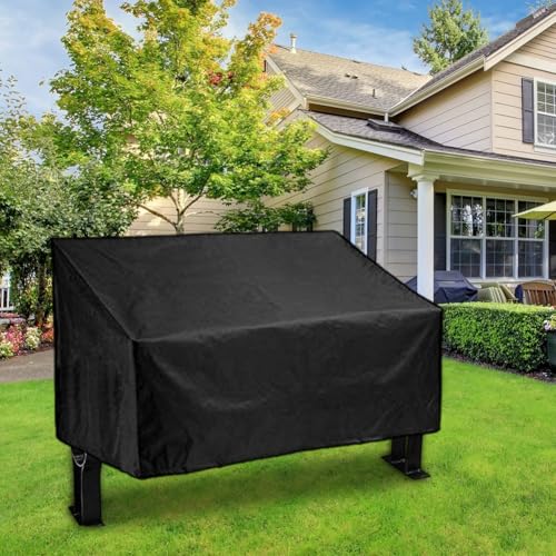 Outdoor-Bankhussen für 2- und 3-Sitzer, wasser- und windabweisendes Design, für Allwetterschutz (134 x 66 x 89 cm) von QOXEZY