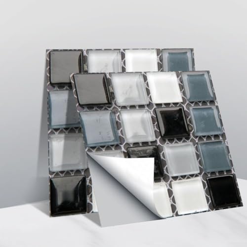 Praktische Mosaik-Aufkleberfliesen, um Ihren Raum aufzufrischen, 10 Stück, feuchtigkeitsbeständige Designs (2) von QOXEZY