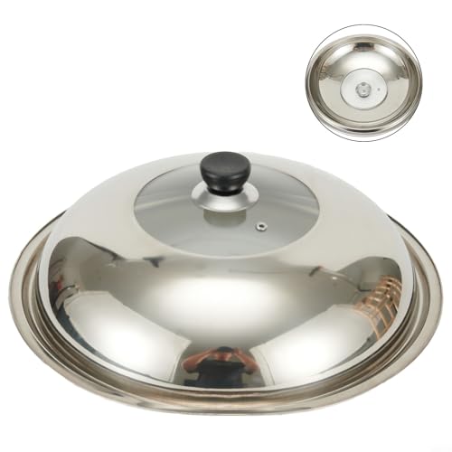 QOXEZY 1 x Topfdeckel, Edelstahl-Topfdeckel, kombinierter Stativ-Wok-Deckel mit Knauf, hält Lebensmittel warm und hält Dampf für die Küche zu Hause (36 cm) von QOXEZY