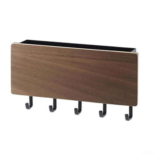 QOXEZY Stabiler Schlüsselhalter aus Holz zur Wandmontage, bietet reichlich Platz mit 5 funktionalen Haken (Walnuss) von QOXEZY
