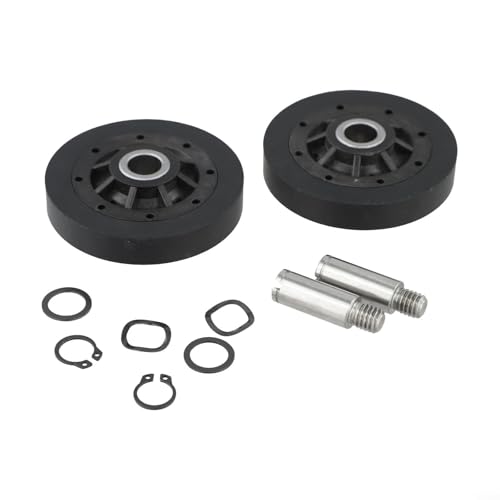 RB170002 Trommelstützrollen-Set für Wäschetrockner, Ersatzteile, mit 2 Rollen, 2 Achsen, Unterlegscheiben und Clips, kompatibel mit mehreren Modellen von QOXEZY