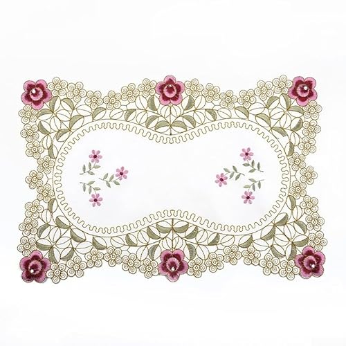 Schicker Tischläufer mit gesticktem Blumenmuster für besondere Feiern (30 x 45 cm, 5#) von QOXEZY