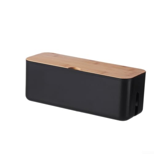 Schlankes Design, ABS-Kunststoff-Kabel-Organizer mit elegantem Holz-Finish für moderne Räume (schwarz) von QOXEZY