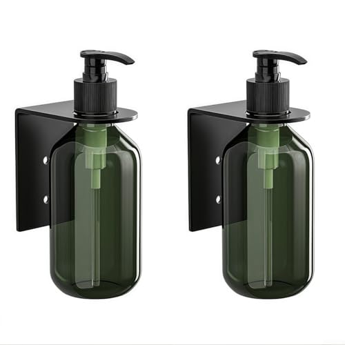 Seifenspender zur Wandmontage, 300 ml, 2 Stück, für bequeme Körperpflege-Organisation (schwarz) von QOXEZY