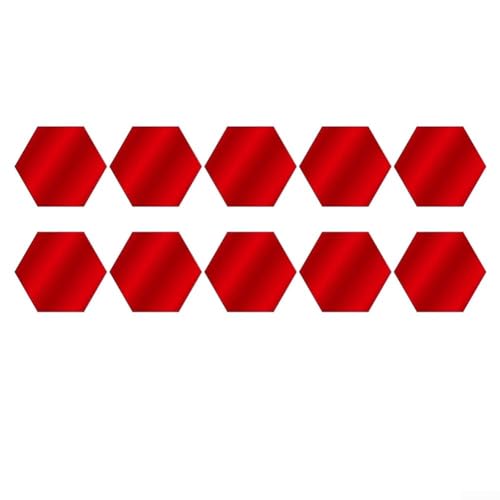 Self Golden Hexagon Spiegel Wandaufkleber Set von 24 Stück für elegante Inneneinrichtung (M 24pcs Rot) von QOXEZY