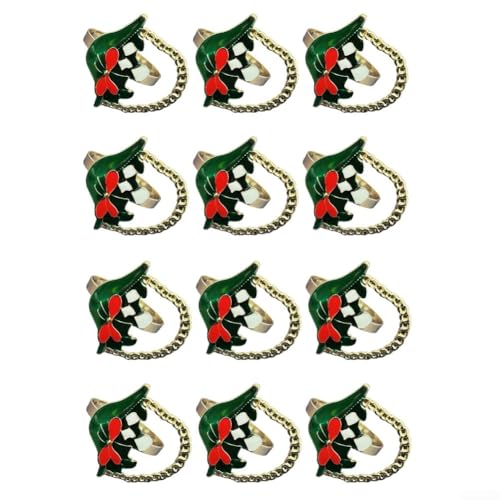 Set mit 12 Weihnachts-Serviettenringen für Feiertags-Esstisch und Party-Dekorationen, hergestellt aus Legierungsmaterial mit festlichen Designs für saisonalen Gebrauch Set mit 12 Weihnachts-Serviettenringen für Feiertags-Esstisch und Party-Dekorationen, hergestellt aus Legierungsmaterial mit festlichen Designs für saisonalen Gebrauch von QOXEZY