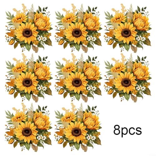 Sonnenblumen-Wandaufkleber, 8 Stück, für Schrank, Schlafzimmer und Wohnzimmer, Dekoration, PVC-Material 29 x 29 cm, leicht zu pflegen Sonnenblumen-Wandaufkleber, 8 Stück, für Schrank, Schlafzimmer und Wohnzimmer, Dekoration, PVC-Material 29 x 29 cm, leicht zu pflegen von QOXEZY