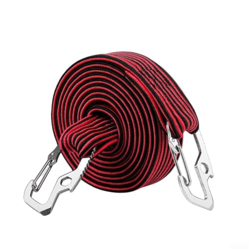 Starkes, elastisches Seil mit Haken, perfekte Lösung für Outdoor-Abenteuerausrüstung (rot-2 m) von QOXEZY