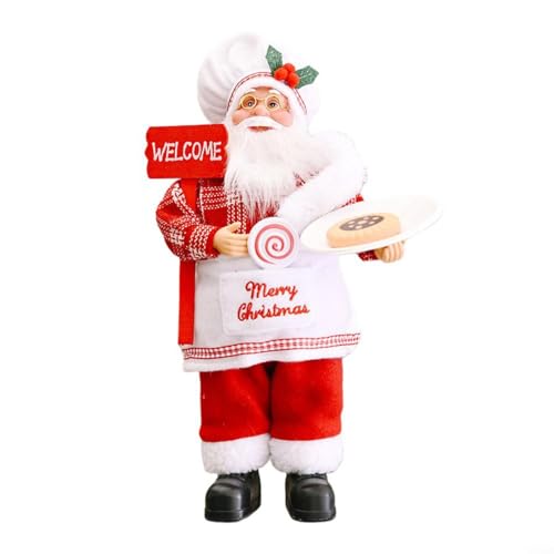 Stehender Weihnachtsmann Puppe Ornament - kreative Weihnachtsdekoration Figur mit bezauberndem Rucksack für drinnen und draußen festliches Ferienhaus (Kekse keine Kekse) von QOXEZY