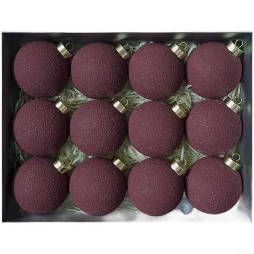 Strukturierte Zement-Weihnachtskugel für Weihnachtsbäume und Kränze, mit mattierter matter Oberfläche, Kunststoffkonstruktion und sicheren Aufhängevorrichtungen (B) von QOXEZY