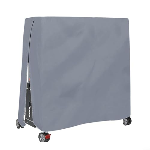 Tischtennis-Tisch-Abdeckung, wasserdicht, strapazierfähig, Oxford-Gewebe, wetterbeständig, Möbelabdeckung mit Zugverschluss (grau) von QOXEZY