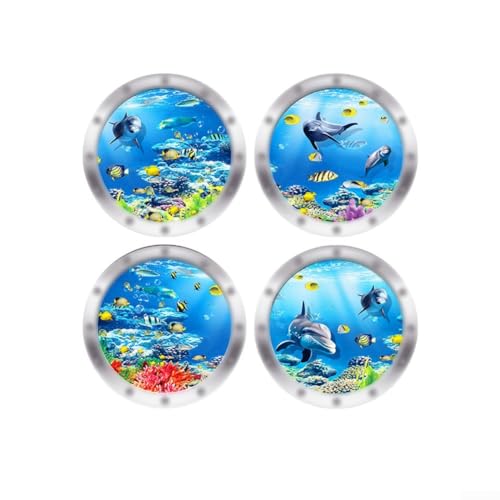 Underwater World 3D-Wandaufkleber, lebendige Meeres-Szene für Badezimmer, Schlafzimmer und Küche (2) von QOXEZY