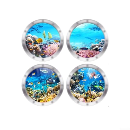 Underwater World 3D-Wandaufkleber, lebendige Meeres-Szene für Badezimmer, Schlafzimmer und Küche (3) von QOXEZY