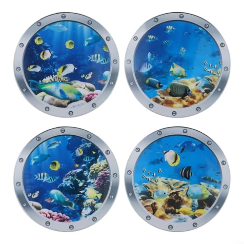 Underwater World 3D-Wandaufkleber, lebendige Meeres-Szene für Badezimmer, Schlafzimmer und Küche (4) von QOXEZY