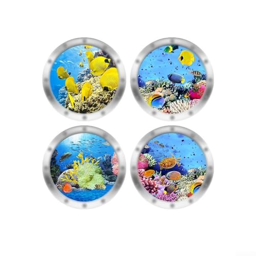 Underwater World 3D-Wandaufkleber, lebendige Meeres-Szene für Badezimmer, Schlafzimmer und Küche (5) von QOXEZY