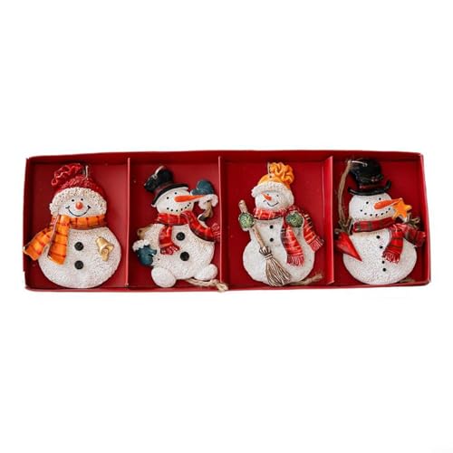 Weihnachtsbaumschmuck aus Kunstharz, Weihnachtsmann, Schneemann, hängende Dekorationen für Feiertage, festliche Dekoration (Schnee) von QOXEZY