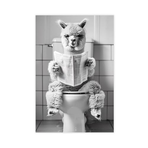 QOYVG Leinwandposter "Alpaka sitzend auf der Toilette" und liest eine Zeitung, Wandkunst, Dekor, Bild, Gemälde, 30 x 45 cm QOYVG Leinwandposter "Alpaka sitzend auf der Toilette" und liest eine Zeitung, Wandkunst, Dekor, Bild, Gemälde, 30 x 45 cm von QOYVG