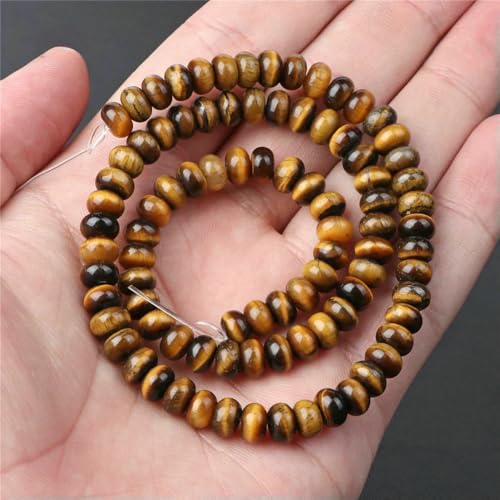 45 Arten Tigerauge Steinperlen Natur Gelb Cabochon Rund Facettiert Quadrat Lose Perlen Passend für Modeschmuck Herstellung Handarbeit Lieferung-Nr. 15 4x6mm von QPFNEI