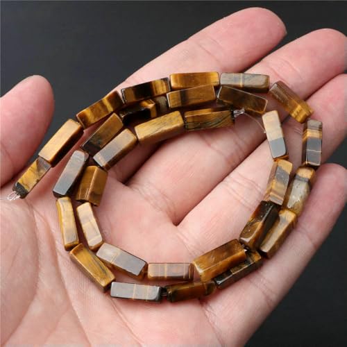45 Arten Tigerauge Steinperlen Natur Gelb Cabochon Rund Facettiert Quadrat Lose Perlen Passend für Modeschmuck Herstellung Handarbeit Lieferung-Nr. 28 4x13,0mm von QPFNEI