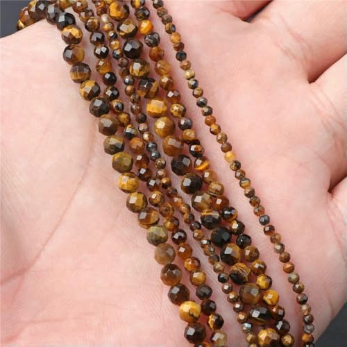 45 Arten Tigerauge Steinperlen Natur Gelb Cabochon Rund Facettiert Quadrat Lose Perlen Passend für Modeschmuck Herstellung Handarbeit Lieferung-Nr. 32 4,0mm von QPFNEI