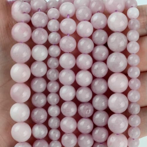 Natursteinperlen 4 6 8 10 mm Lava Amazonit Achate Amethyst Turuoqises Turmalin Runde Perlen zur Schmuckherstellung DIY-Armbänder-Kunzit-4,0 mm 88 bis 91 Stück von QPFNEI